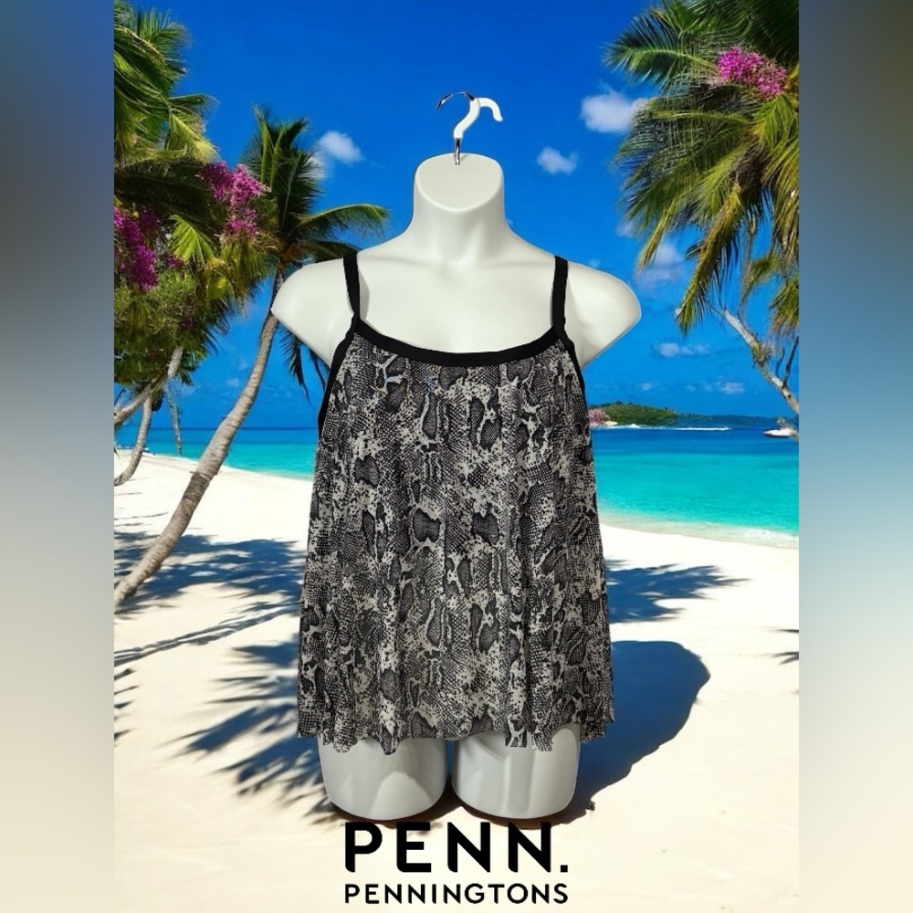 Penningtons Black and Gray Tankini Top